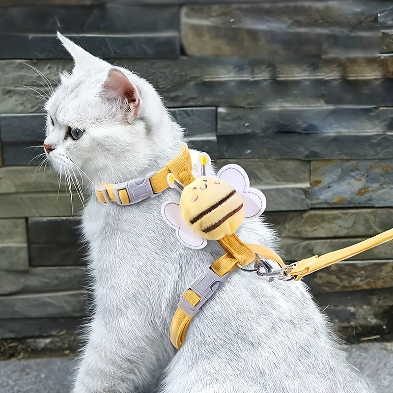 Bee-Themed Escape-Proof Cat Harness – Stylish & Secure! - Best Pets Bargain